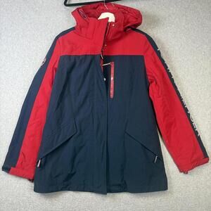 Tommy Hilfiger womens Size Medium 3 in 1 All Weather System Jacket Coat Blue Red